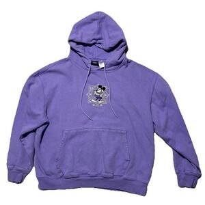 Disney 100 Years Of Wonder Hoodie Women's Size L Purple Embroidered Sweatshirt
